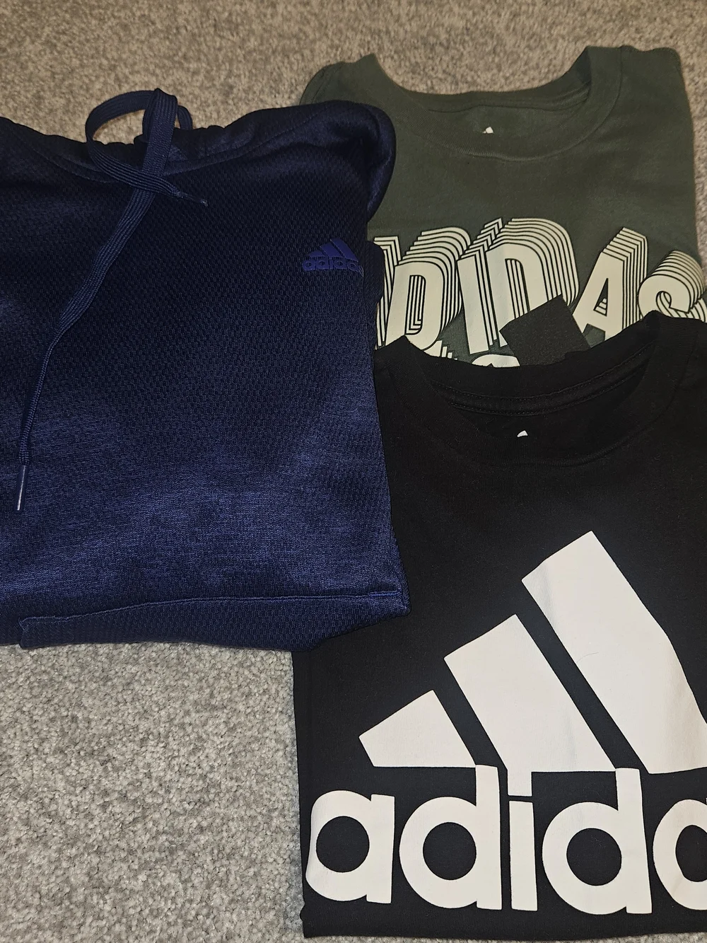 Adidas Kids Hooded Sweatshirt, 2 Tees - Black, Navy & Olive
